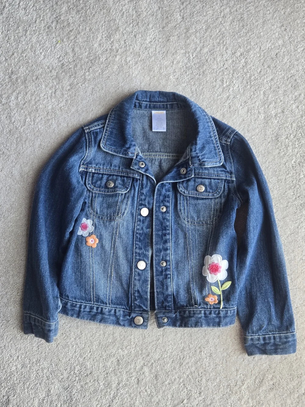 Gymboree Girls Blue Denim Jacket with Floral Appliqués